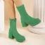 Comfortable Green Street Wear Winter Suede Womens Boots 2023 6 cm Thick Heels Round Toe Boots High Heels