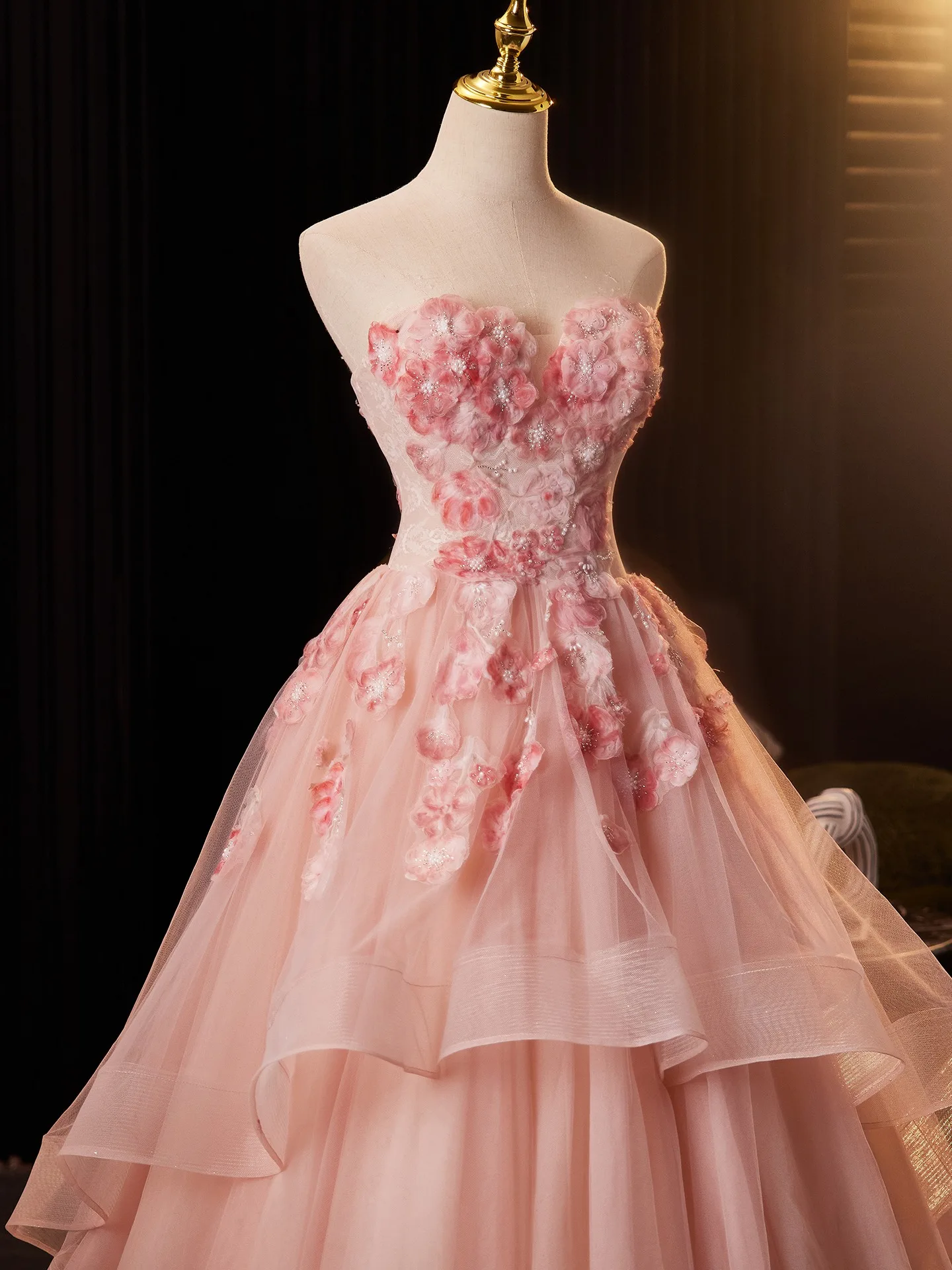 open lace back dress Elsa Lolita Love Goddess PInk Blue Gradient Rose Fairy Prom Dress main image 1
