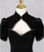 Elegant Black Rhinestone Prom Dresses 2024 A-Line / Princess High Neck Short Sleeve Backless Floor-Length / Long Prom Formal Dresses