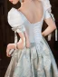 Élégant Blanche Glitter Robe De Bal 2023 Princesse Encolure Dégagée Noeud Manches Courtes Dos Nu Longue Promo Robe De Ceremonie