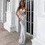 Charmant Noire Faux Diamant Paillettes Transparentes Robe De Soirée 2022 Trompette / Sirène V-Cou Sans Manches Dos Nu Longue Soirée Robe De Ceremonie