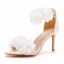 Charmant Blanche Appliques Chaussure De Mariée 2023 Bride Cheville 8 cm Talons Aiguilles Peep Toes / Bout Ouvert Chaussure De Mariée Talons Hauts
