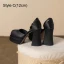 Fashion Beige Leather Prom Womens Sandals 2023 Ankle Strap 12 cm Thick Heels Square Toe Sandals