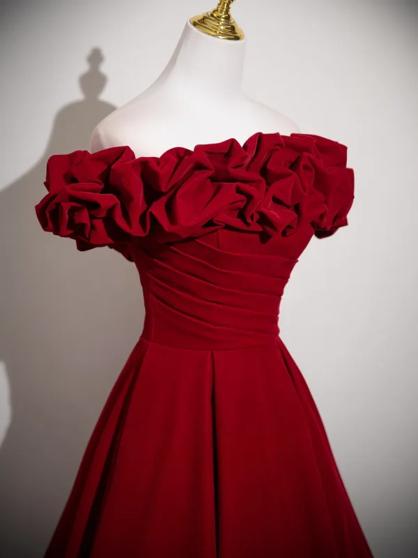 Chic / Belle Rouge Robe De Bal 2025 Princesse Volants De l'épaule Sans Manches Dos Nu Longue Robe De Ceremonie