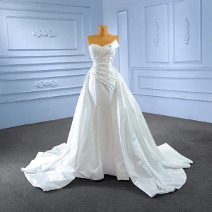 High End Elfenben Trompet Havfrue Korsett Brudekjoler 2023 Strapless Beading Perle Paljetter Uten Ermer Ryggløse Domstol Tog Bryllup