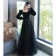 Élégant Noire Paillettes Robe De Bal 2022 Princesse Perle Encolure Carrée Manches Longues Dos Nu Longue Robe De Ceremonie