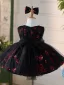 Chic / Beautiful Black Red Sequins Birthday Flower Girl Dresses 2024 Ball Gown Scoop Neck Sleeveless Short Bow