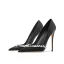 Fine Svart Aften Rhinestone Pumps 2024 Lær 10 cm Stiletthæler Spisse Pumps Høyhælte