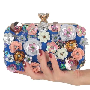 Blumenfee Meeresblau Perle Strass Pailletten Ball Clutch Tasche 2024