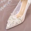 Chic / Beautiful White Pearl Rhinestone Lace Flower Wedding Shoes 2023 8 cm Stiletto Heels Pointed Toe Wedding Pumps High Heels