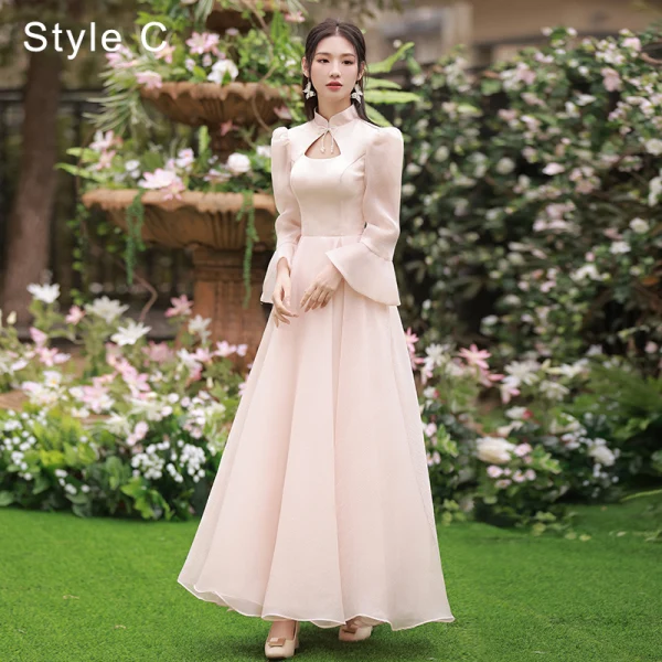 Modest / Simple Blushing Pink Bridesmaid Dresses 2022 A-Line / Princess Backless Bow Floor-Length / Long Bridesmaid Wedding Party Dresses