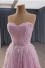High-end Blushing Pink Appliques Beading Pearl Prom Dresses 2025 A-Line / Princess Strapless Sleeveless Backless Sweep Train Prom Formal Dresses