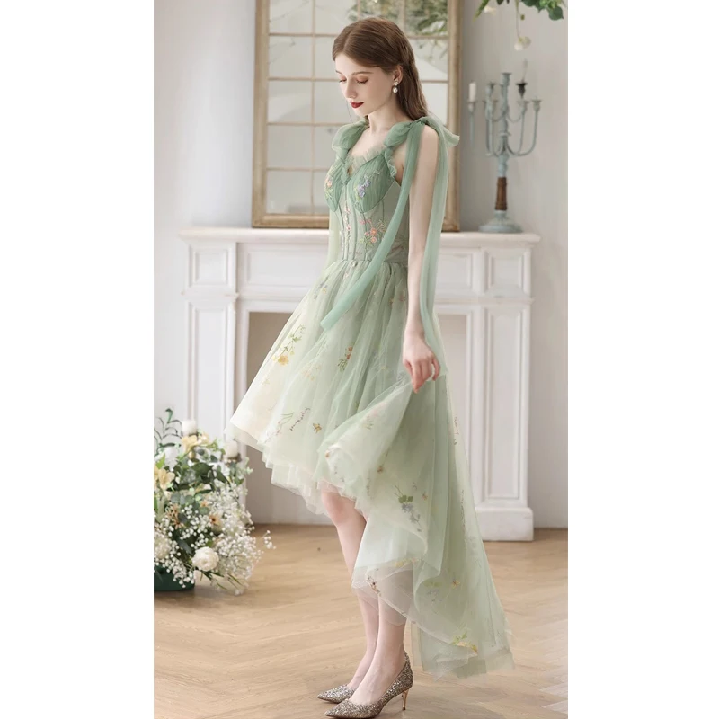 slim fit dress slacks Zapaka Women Dark Green Homecoming Dress with Beading Spaghetti Straps Backless Cocktail Dress, Dark Green / US6 main image 1