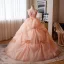 Flower Fairy Blushing Pink Pearl Appliques Prom Dresses 2024 Ball Gown Strapless Sleeveless Backless Court Train Prom Formal Dresses