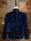 Navy Blue Sequins 6-piece Long Sleeve Wedding Boys Wedding Suits 2024 Body Jewellery Coat Pants Shirt Tie Vest