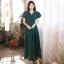 Modest / Simple Dark Green Satin Bridesmaid Dresses 2022 A-Line / Princess Short Sleeve Backless Floor-Length / Long