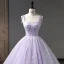 Chic / Belle Lavande Glitter Robe De Bal 2023 Robe Boule Bretelles Spaghetti Sans Manches Dos Nu Longue Promo Robe De Ceremonie