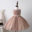 Fashion Blushing Pink Star Sequins Birthday Flower Girl Dresses 2022 Ball Gown Scoop Neck Sleeveless Bow Sash Short Flower Girl Dresses