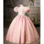 Lovely Candy Pink Beading Sequins Birthday Flower Girl Dresses 2022 Ball Gown Scoop Neck Puffy Short Sleeve Floor-Length / Long Flower Girl Dresses