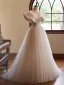 Chic / Beautiful Champagne Prom Dresses 2024 A-Line / Princess V-Neck Bow Sleeveless Backless Floor-Length / Long Prom Formal Dresses