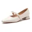 Chic / Beautiful Beige Prom Pearl Pumps 2023 Satin 3 cm Low Heel Thick Heels Square Toe Pumps High Heels