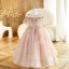 Bling Bling Blushing Pink Beading Star Sequins Birthday Flower Girl Dresses 2023 Ball Gown Scoop Neck Short Sleeve Backless Floor-Length / Long Flower Girl Dresses