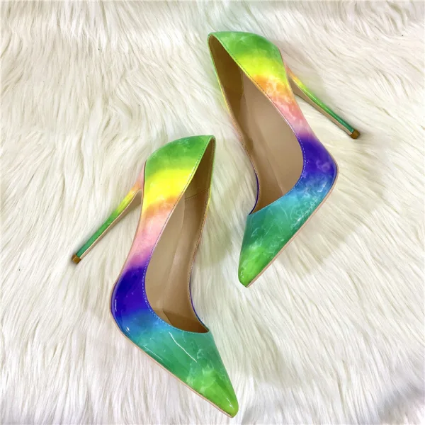 Inhabituel Multi-Couleurs Griffonnage Promo Escarpins Talons Hauts 2022 12 cm Talons Aiguilles À Bout Pointu Escarpins