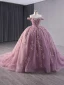 High-end Candy Pink Handmade  Beading Appliques Pearl Sequins Prom Dresses 2024 Ball Gown Off-The-Shoulder Sleeveless Backless Court Train Prom Formal Dresses