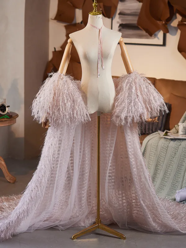 Charming Blushing Pink Tassel Prom Short Sleeve shawl 2025