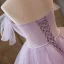 Elegant Lavender Cascading Ruffles Appliques Prom Dresses 2023 Ball Gown Off-The-Shoulder Sleeveless Pearl Backless Sash Sweep Train Prom Formal Dresses