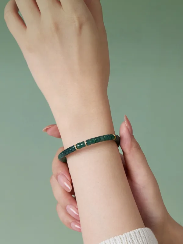 High-end Green Handmade Jadeite Bracelet Accessories 2025