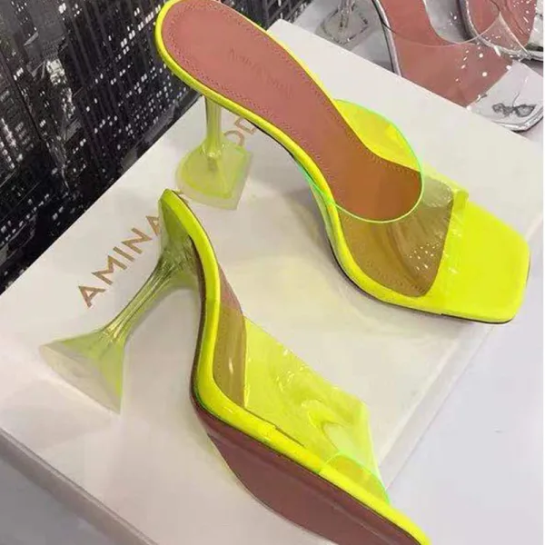 Sexy Transparent Vêtement de rue Vert Sandales Femme 2022 9 cm Talons Aiguilles Peep Toes / Bout Ouvert Sandales Talons Hauts