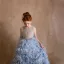 Fashion Sky Blue Pearl Appliques Birthday Flower Girl Dresses 2025 A-Line / Princess Scoop Neck Sleeveless Backless Floor-Length / Long