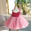 Chic / Beautiful Fuchsia Appliques Birthday Flower Girl Dresses 2025 Ball Gown Spaghetti Straps Sleeveless Backless Floor-Length / Long Flower Girl Dresses