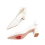 Chic Blanche Noeud Chaussure De Mariée 2024 Cuir 7 cm Talon Bloc À Bout Pointu Mariage Escarpins Talons Hauts