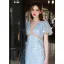 Sparkly Sky Blue Sequins Evening Dresses 2022 A-Line / Princess Scoop Neck Short Sleeve Floor-Length / Long Evening Party Formal Dresses