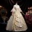 Medieval Vintage / Retro Champagne Lace Flower Ruffle Prom Dresses 2025 Ball Gown Square Neckline Bell sleeves Floor-Length / Long Prom Formal Dresses