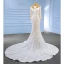 High-end White Pearl Sequins Beading Wedding Dresses 2023 Trumpet / Mermaid Scoop Neck Long Sleeve Chapel Train Wedding