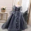 Vintage / Retro Navy Blue Beading Rhinestone Sequins Birthday Flower Girl Dresses 2022 Ball Gown Scoop Neck Puffy Short Sleeve Backless Floor-Length / Long Flower Girl Dresses