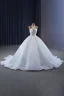 Luxury / Gorgeous White Handmade  Beading Pearl Sequins Wedding Dresses 2023 Ball Gown Halter Sleeveless Backless Floor-Length / Long Wedding