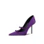 High-end Purple Rhinestone Bow Prom Pumps 2025 Leather 10 cm Stiletto Heels Pointed Toe Pumps High Heels