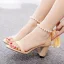 Sexy Beige Perle Knöchelriemen Schleife Sandalen Damen 2023 7 cm Thick Heels Peeptoes Ball Sandaletten Hochhackige