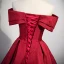 Elegant Burgundy Prom Dresses 2023 A-Line / Princess Off-The-Shoulder Short Sleeve Backless Floor-Length / Long Prom Formal Dresses