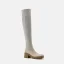 Fashion Beige Street Wear Winter Knitting Womens Boots 2023 6 cm Thick Heels Round Toe Boots