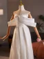 Chic / Beautiful White Engagement Prom Dresses 2025 A-Line / Princess Off-The-Shoulder Sleeveless Backless Floor-Length / Long Prom Formal Dresses
