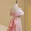 Glitzernden Rosa Pailletten Ballkleider 2023 A Linie Off Shoulder Ärmellos Rückenfreies Schleife Lange Ball Festliche Kleider