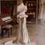 Charmant Zwei Töne Rosa Pailletten Ballkleider 2024 Meerjungfrau Off Shoulder Kurze Ärmel Rückenfreies Sweep / Pinsel Zug Ball Festliche Kleider