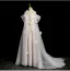 Charmant Blanche Appliques Robe De Bal 2025 Princesse Bretelles Spaghetti Manches Courtes Dos Nu Longue Robe De Ceremonie