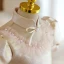 Chic / Beautiful Sky Blue Glitter Short Flower Girl Dresses 2022 A-Line / Princess Scoop Neck Pearl Short Sleeve Birthday Flower Girl Dresses