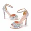 Charmant Weiß Multifarben Strass Brautschuhe 2022 Knöchelriemen 11 cm Stilettos Peeptoes Hochzeit Sandaletten Hochhackige